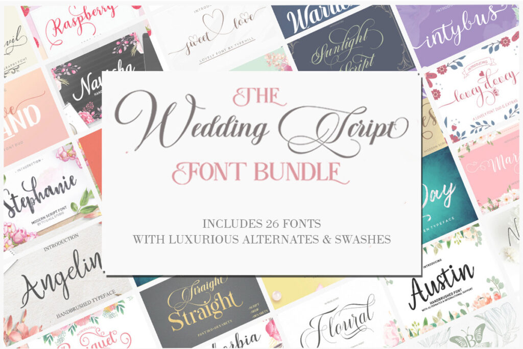 12 Best Handwritten Font Bundles for Wedding Invitations 11 The Wedding Script Font Bundle Bundles 27226749 1