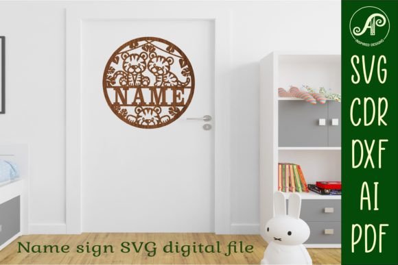 34 Acrylic Laser Cut Designs That Look Professional 13 Laser cut nursery name sign featuring playful tiger design.