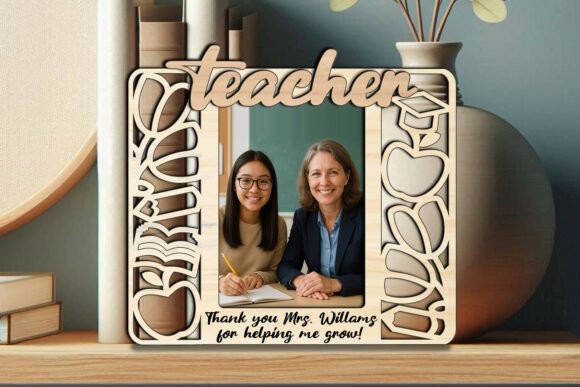 Laser Cut Teacher Appreciation Gifts: 45 Personalized Ideas 55 Personalized laser-cut teacher photo frame with a thank you message.