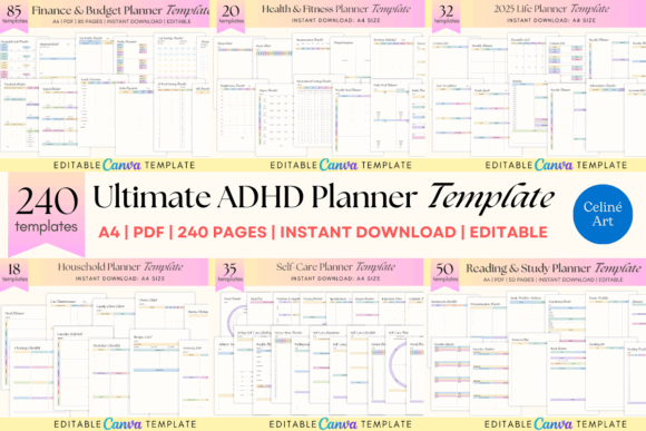 12 Printable ADHD Planner Templates for Better Focus 2 Ultimate ADHD Planner Templates Bundle Graphics 119586141 1 1 580x387 1 1