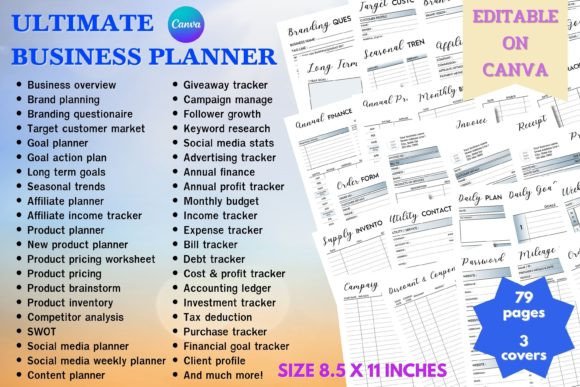 5 Digital Planner Templates: Powerful Picks for Small Business 5 Colorful digital planner template with various sections for business planning and tracking.