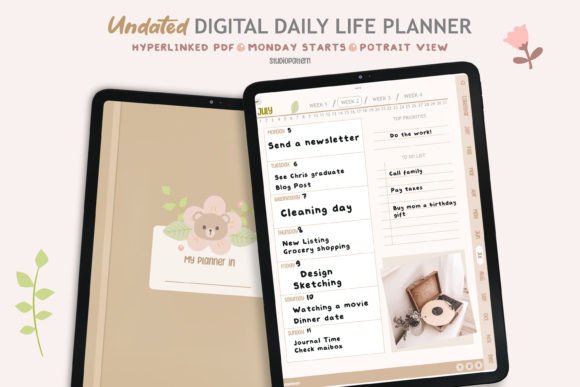15 Undated Digital Planner: Brilliant Templates You’ll Love 10 Undated Digital Daily Life Planner Graphics 64384008 1 1 580x387 1