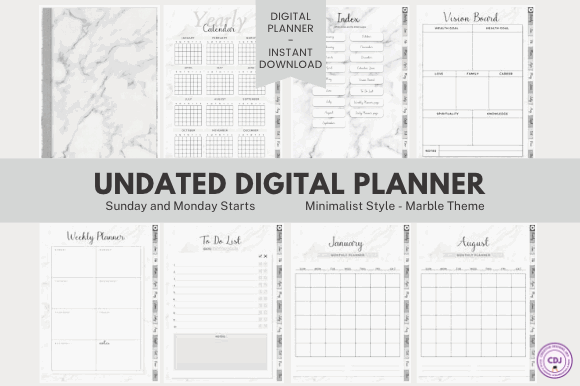 15 Undated Digital Planner: Brilliant Templates You’ll Love 24 Undated Digital Planner Portrait PDF Graphics 68147376 1 1 580x386 1