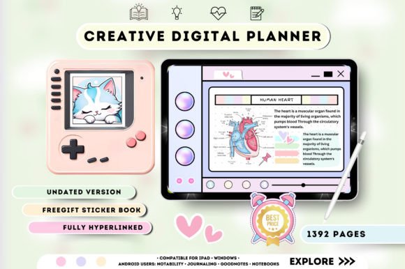 12 Digital Planner Templates for Beginners: Effortless Picks 4 Undated Digital Planner for Goodnotes Graphics 97492650 1 1 580x386 2