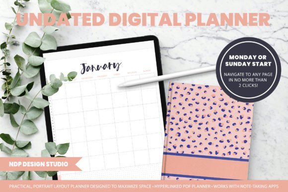 10 Minimalist Digital Planner Templates: Stunning Picks 12 Undated Reusable Digital Planner Graphics 45494041 1 1 580x386 1