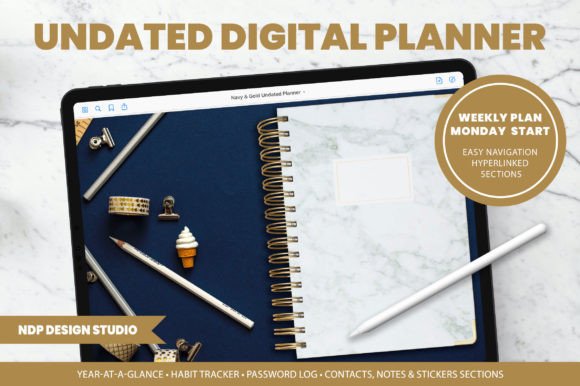 15 Undated Digital Planner: Brilliant Templates You’ll Love 8 Undated Weekly Digital Planner Graphics 45493962 1 1 580x386 1
