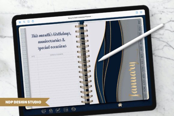 Weekly Digital Planner Templates: 10 Best Picks for 2026 14 Undated digital planner open to January with space for birthdays and anniversaries.