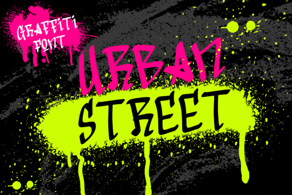 Graffiti Fonts for Logos: 10 Bold, Readable Picks 17 Colorful graffiti font displaying the words 'Urban Street' with splashes of paint.