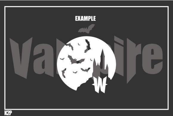 Halloween Fonts: 44 Best Picks for Cards, Signs & Cricut 77 Vampire Halloween font design featuring bats and a castle silhouette.