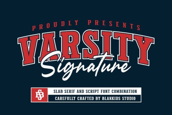 Best Display Fonts: 10 Creative Fonts for Branding, Cricut & Crafts 24 Varsity Signature Fonts 101759694 1 1 580x387 1