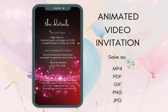 20 Canva Wedding Invitation Templates You Can Easily Edit 34 Animated wedding invitation with details on reception and accommodations.