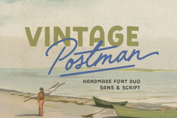 Lettering Fonts for Logo Design: 17 Stunning Picks You’ll Love 39 Vintage Postman Fonts 108837067 1 1 580x387 1