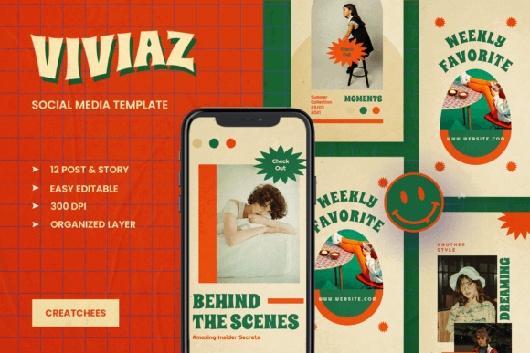 13 Vintage Instagram Story Templates for a Stunning Feed 13 Viviaz Retro Instagram Template Graphics 42655818 1 1 580x387 1