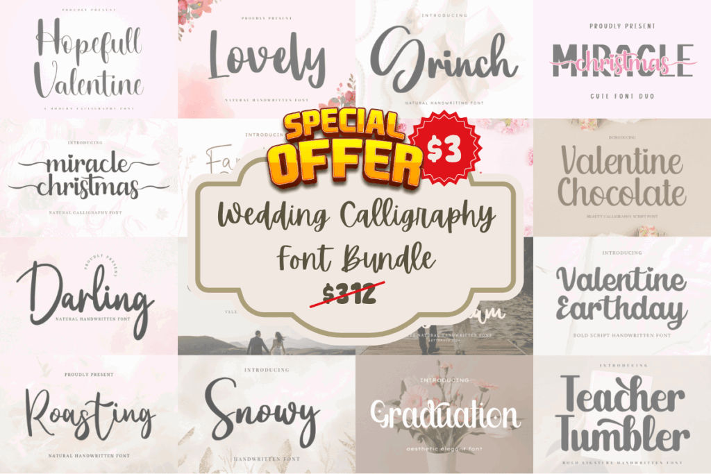 12 Best Handwritten Font Bundles for Wedding Invitations 12 Wedding Calligraphy Font Bundle Bundles 115217576 1