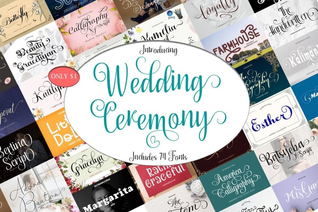 12 Best Handwritten Font Bundles for Wedding Invitations 3 Wedding Ceremony Font Bundle Bundles 101746596 1 1