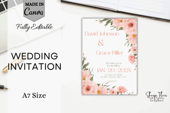 14 Editable Wedding Invitation Templates for Modern Couples 25 Editable wedding invitation template with floral design and modern typography.