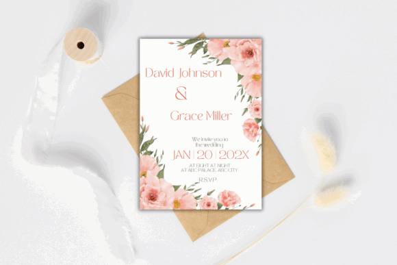 14 Editable Wedding Invitation Templates for Modern Couples 26 Floral wedding invitation with names and event details on a neutral background.