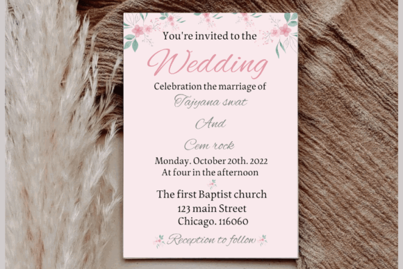 14 Editable Wedding Invitation Templates for Modern Couples 27 Elegant wedding invitation with floral accents and pink typography.