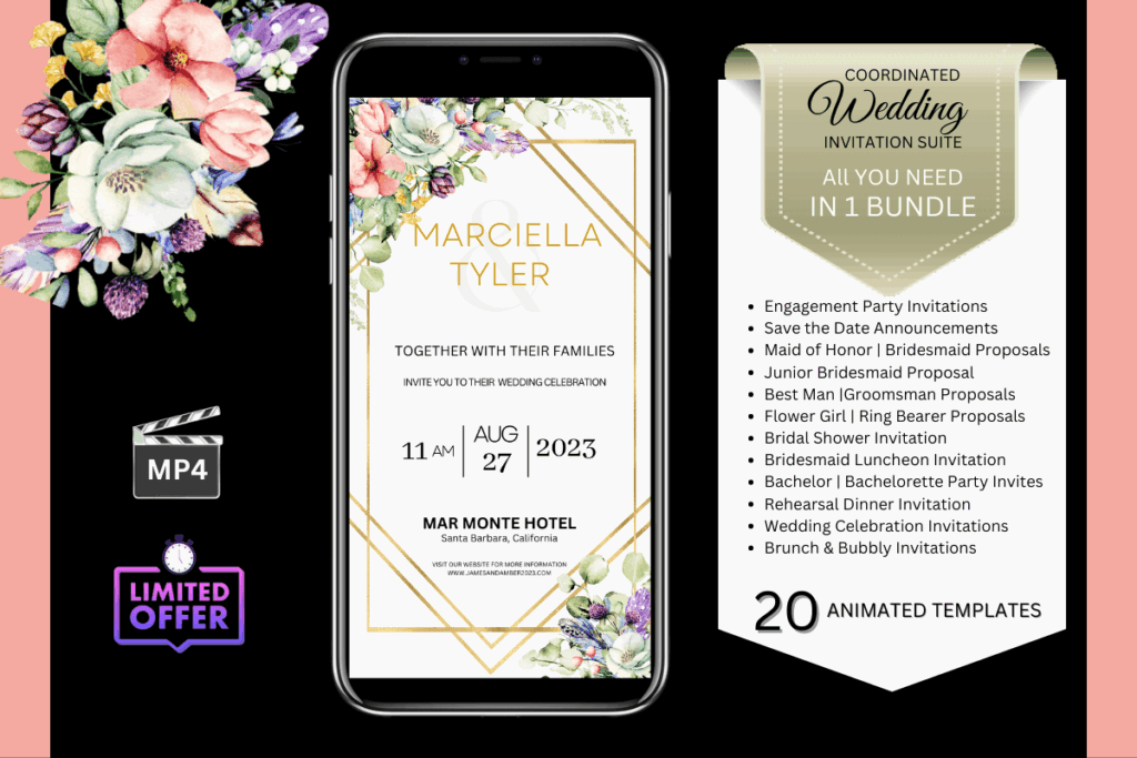 20 Canva Wedding Invitation Templates You Can Easily Edit 36 Wedding Invitations Watercolor Boho Wildflowers Bundle Bundles 73051086 1