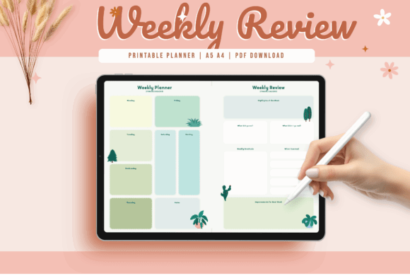 Weekly Digital Planner Templates: 10 Best Picks for 2026 31 Digital weekly planner template with sections for planning and review.