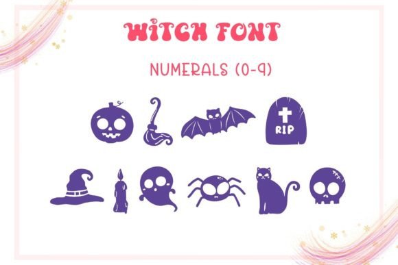 30 Best Halloween Fonts for Spooky Designs That Stand Out 28 Halloween-themed numerals and icons including a pumpkin, bat, and witch hat.