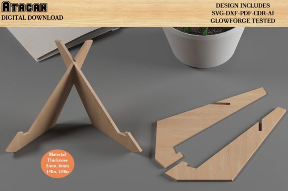 Wood Laser Cut Ideas: 45 Creative Projects Worth Making 10 Laser cut wooden book holder stand with tab-and-slot construction.