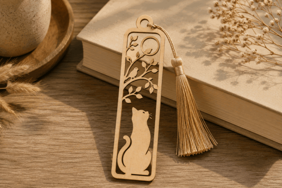 Laser Cut Wood Bookmarks Ideas: 24 Stunning Designs 5 Wooden Cat Bookmark SVG Laser Cut File Laser Cutting 152012210 1 1 580x387 1