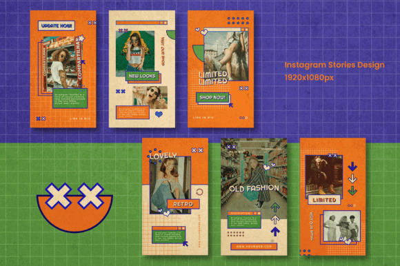13 Vintage Instagram Story Templates for a Stunning Feed 10 Zueto Retro Instagram Template Graphics 41541756 4 580x386 1
