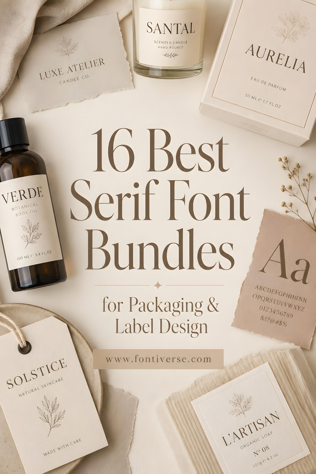 16 Best Serif Fonts Bundle for Packaging and Label Design 18 Elegant packaging designs featuring serif fonts for beauty and lifestyle products.