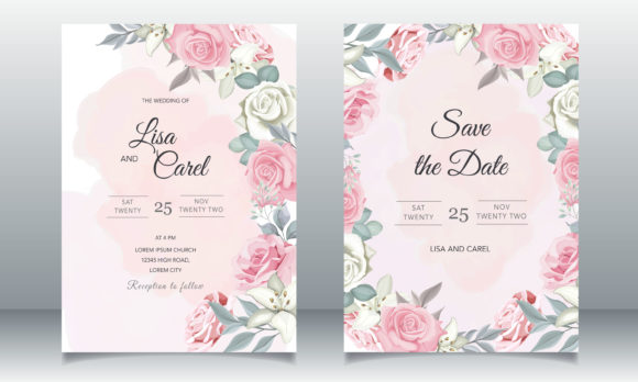 15 Wedding Invitation Template Ideas for Every Style 14 Floral wedding invitation featuring pink roses and greenery with elegant typography.