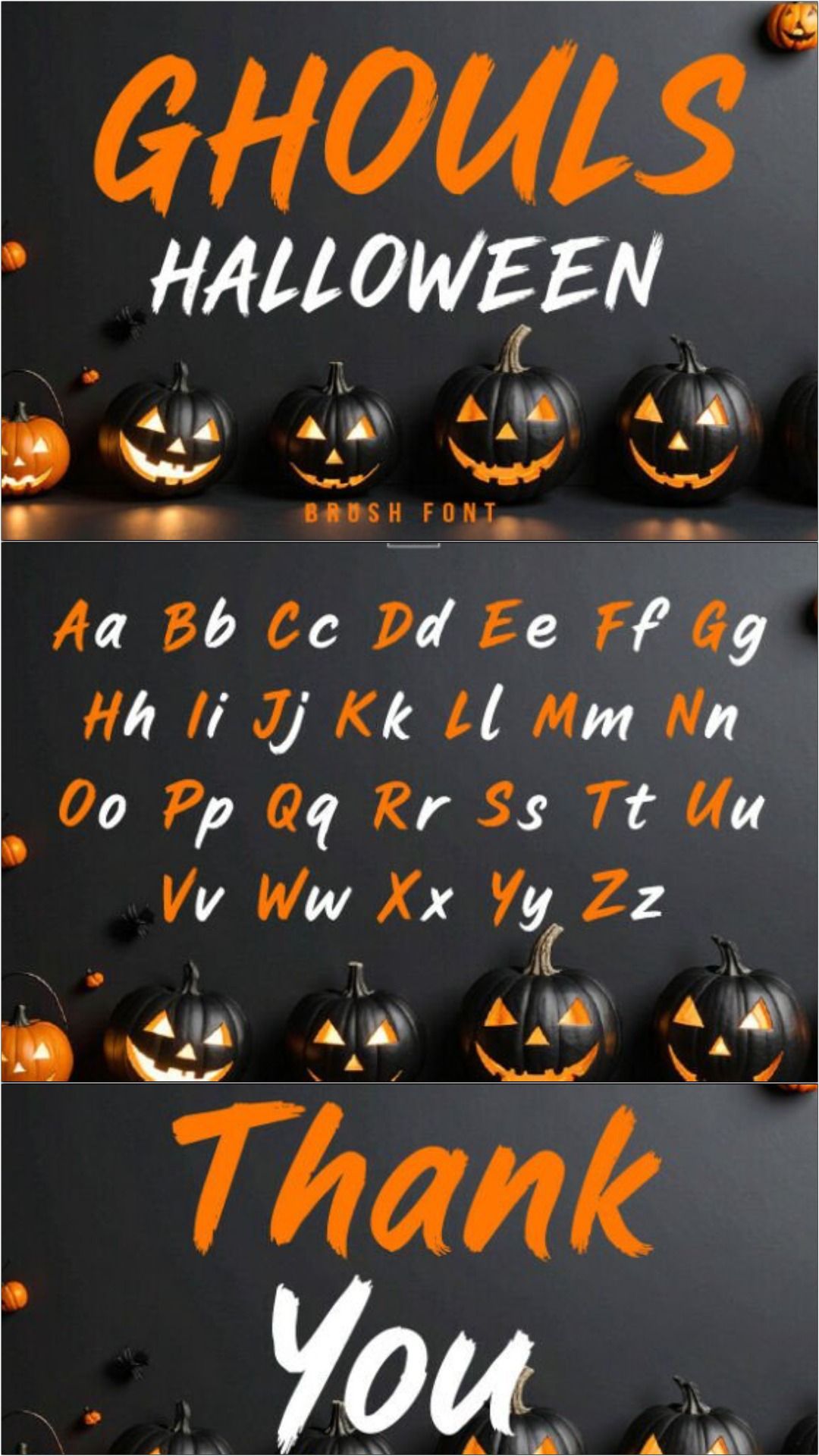 34 Best Halloween Fonts for Cricut Projects to Sell 38 Ghouls Halloween font displayed with carved pumpkins