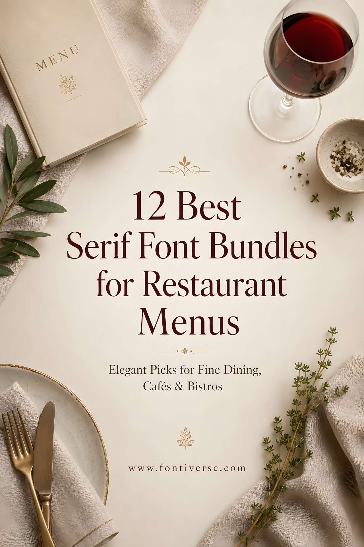 12 Best Serif Font Bundles for Restaurant Menus 14 Elegant restaurant menu design with serif fonts and wine glass.