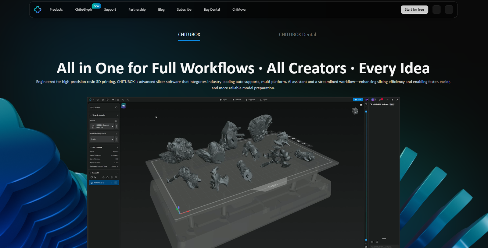 8 Best 3D Printer Software for Mac Users 11 ChiTuBox software interface displaying 3D models for printing.