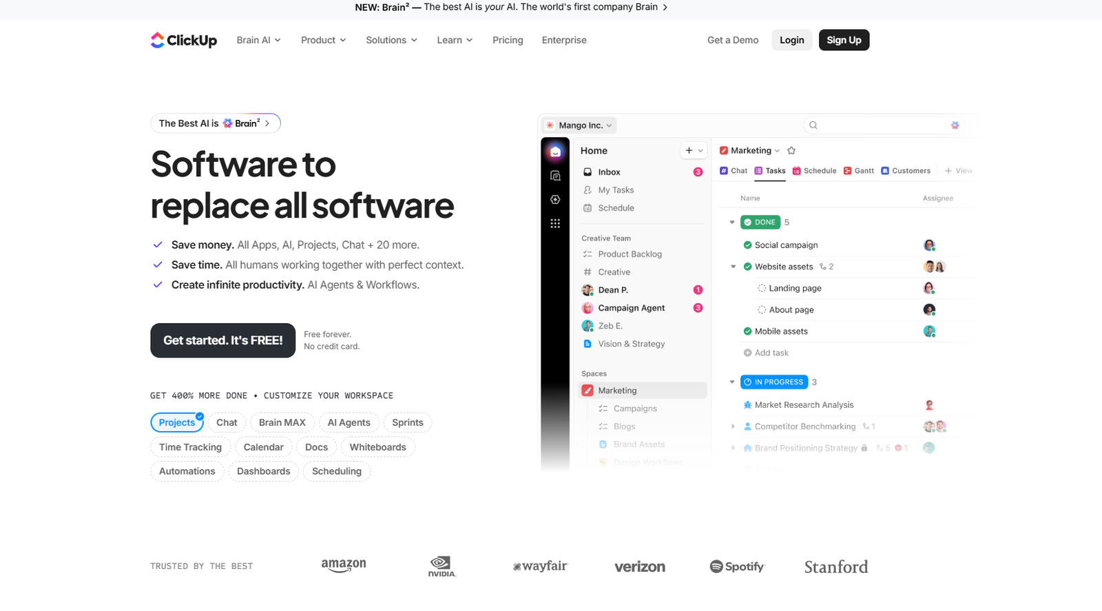 12 Best Notion Alternatives for Notes, Projects, and Teamwork 4 ClickUp software interface showcasing project management features.