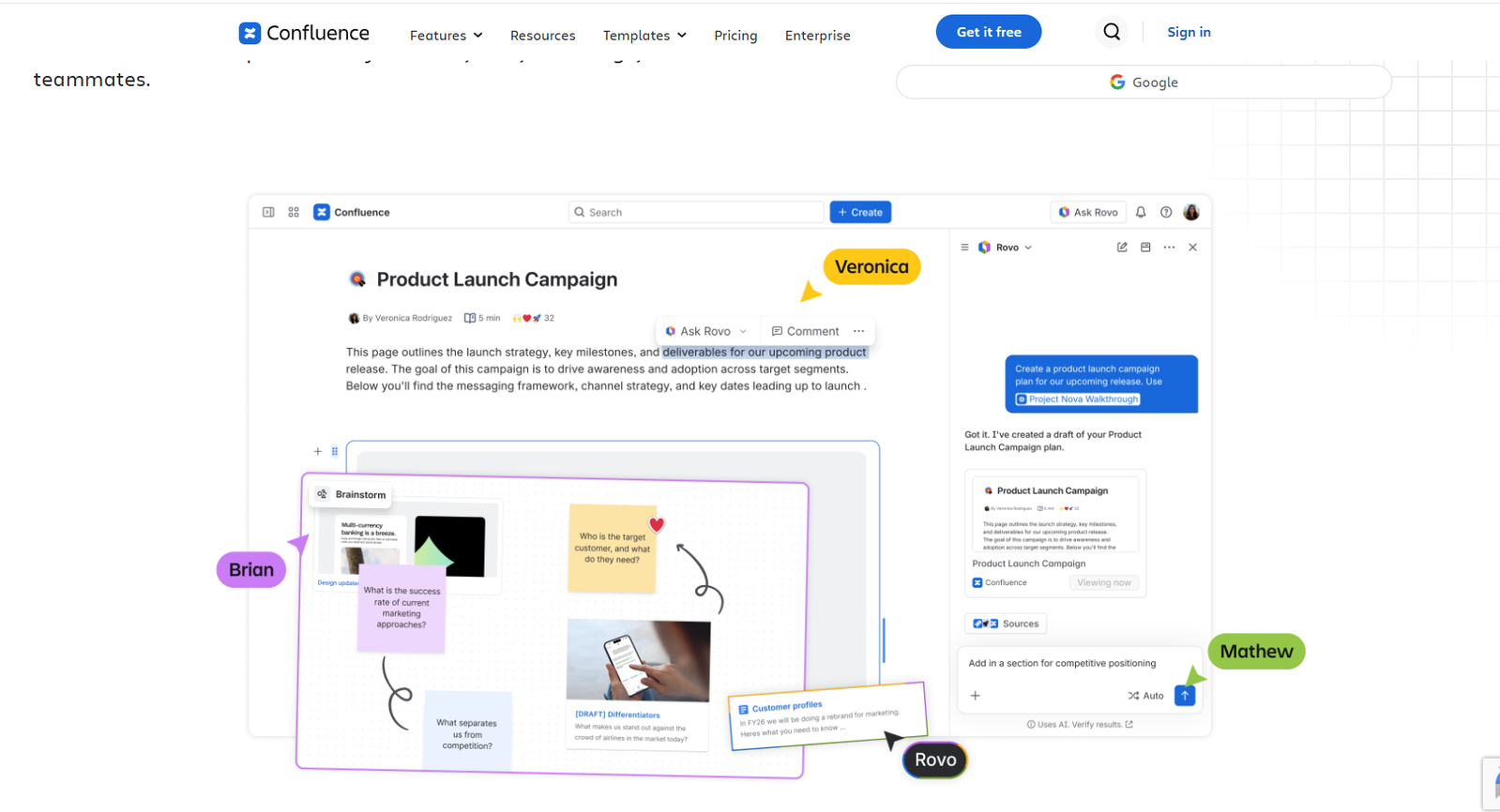 12 Best Notion Alternatives for Notes, Projects, and Teamwork 7 Confluence interface showing a product launch campaign with notes and team members' names.