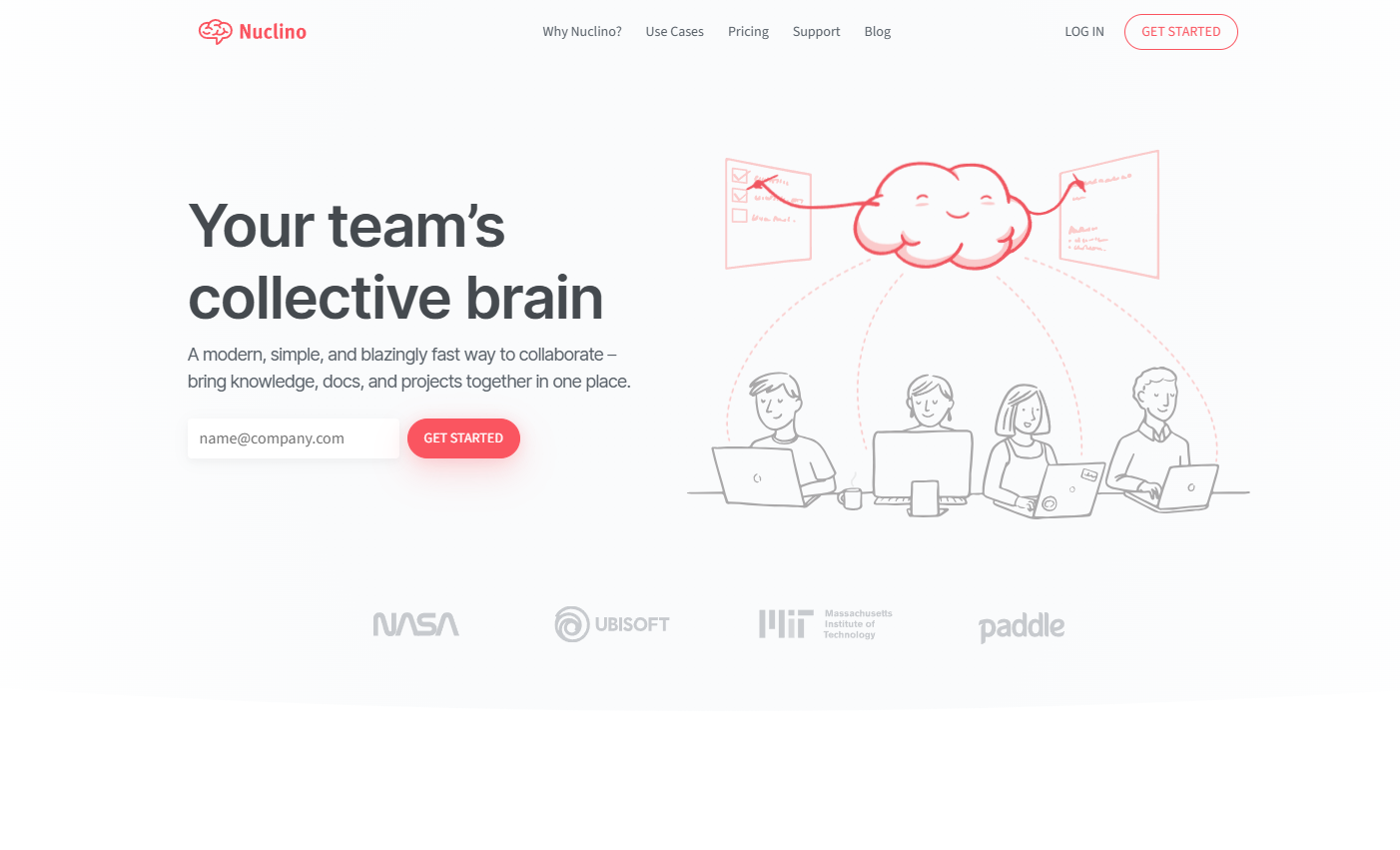 12 Best Notion Alternatives for Notes, Projects, and Teamwork 12 Nuclino homepage showcasing team collaboration features.