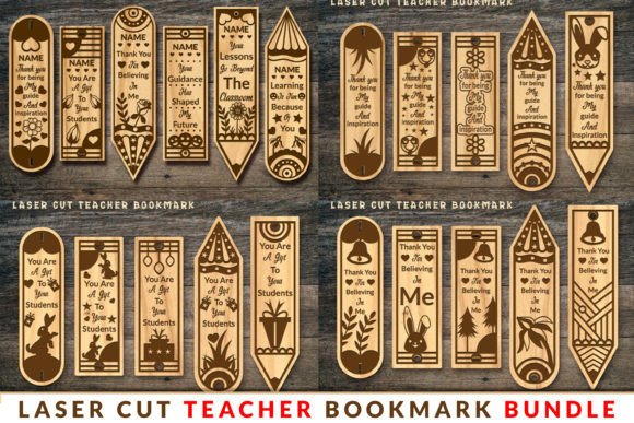Laser Cut Wood Bookmarks Ideas: 24 Stunning Designs 26 laser Cut Teacher Bookmark svg Bundle Graphics 100590901 1 1 580x387 1