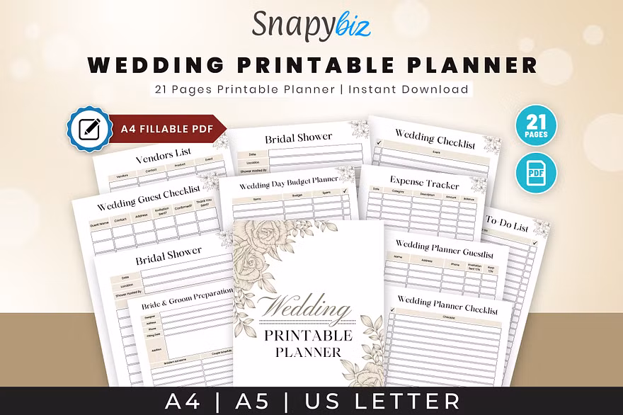 Wedding Budget Template: 16 Smart Picks for Easy Planning 11 wedding printable planner feature image 1 o