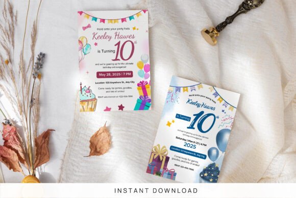 35 Party Invite Template Designs for Every Celebration 13 Editable 10th birthday invitation template with colorful decorations and balloons. โ party invite template