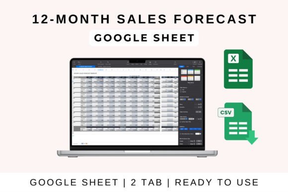15 Best Google Sheets Templates for Etsy Sellers Success 22 12-Month Sales Forecast Template for Google Sheets with data tables and download — Google Sheets templates for Etsy sellers