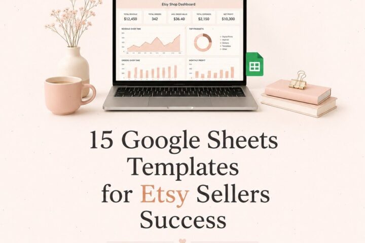 Google Sheets dashboard displaying Etsy shop metrics and analytics for sellers. — Google Sheets templates for Etsy sellers