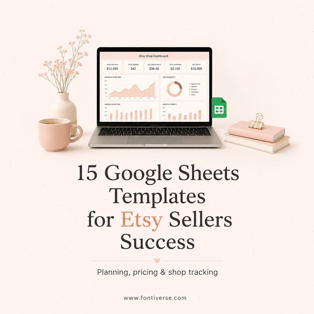 Google Sheets dashboard displaying Etsy shop metrics and analytics for sellers. — Google Sheets templates for Etsy sellers