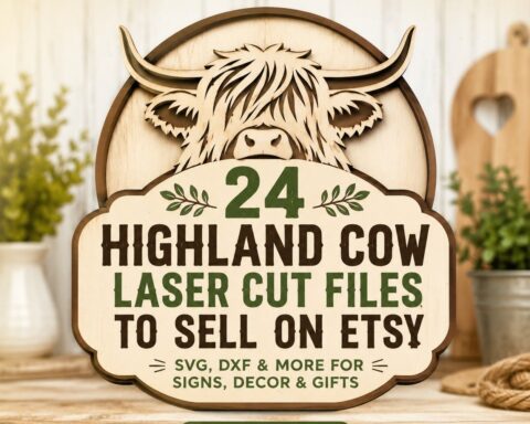 24 Highland Cow Laser Cut Files for Etsy Sellers