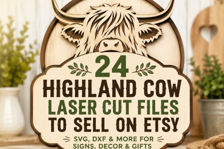24 Highland Cow Laser Cut Files for Etsy Sellers