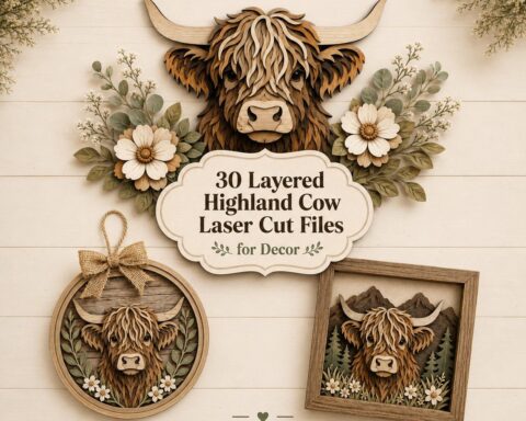 30 Best Layered Highland Cow Laser Cut Files for Decor