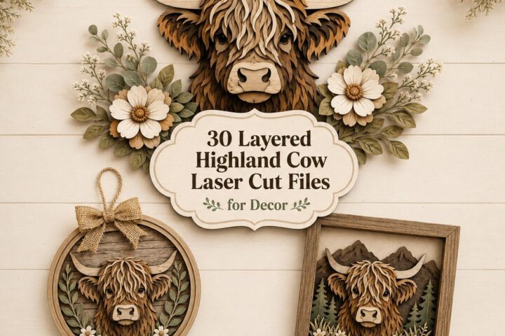 30 Best Layered Highland Cow Laser Cut Files for Decor
