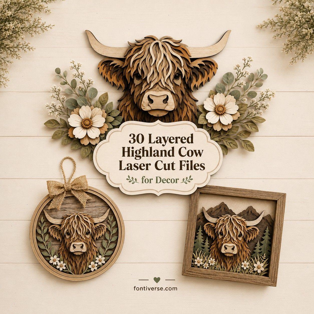30 Best Layered Highland Cow Laser Cut Files for Decor
