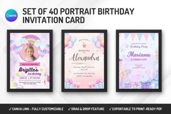 40 Editable Birthday Party Invite Template Ideas for Every 2 Editable birthday party invite templates featuring colorful designs and customizable text.