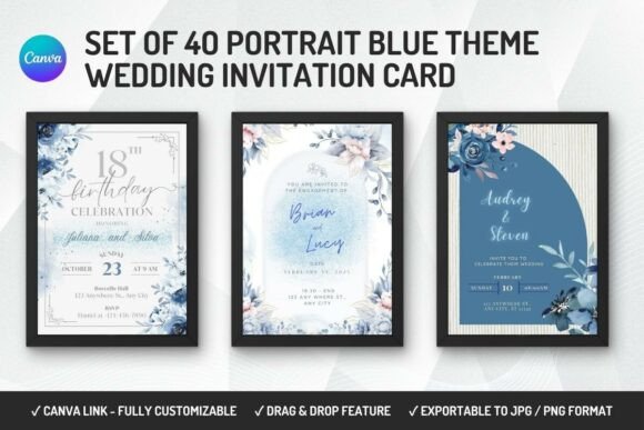 35 Party Invite Template Designs for Every Celebration 38 Editable blue wedding invitation card templates with floral designs. โ party invite template