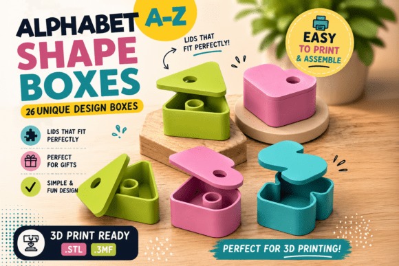 Alphabet Gift Boxes Alphabet Gift Boxes with Lids for 3D printing